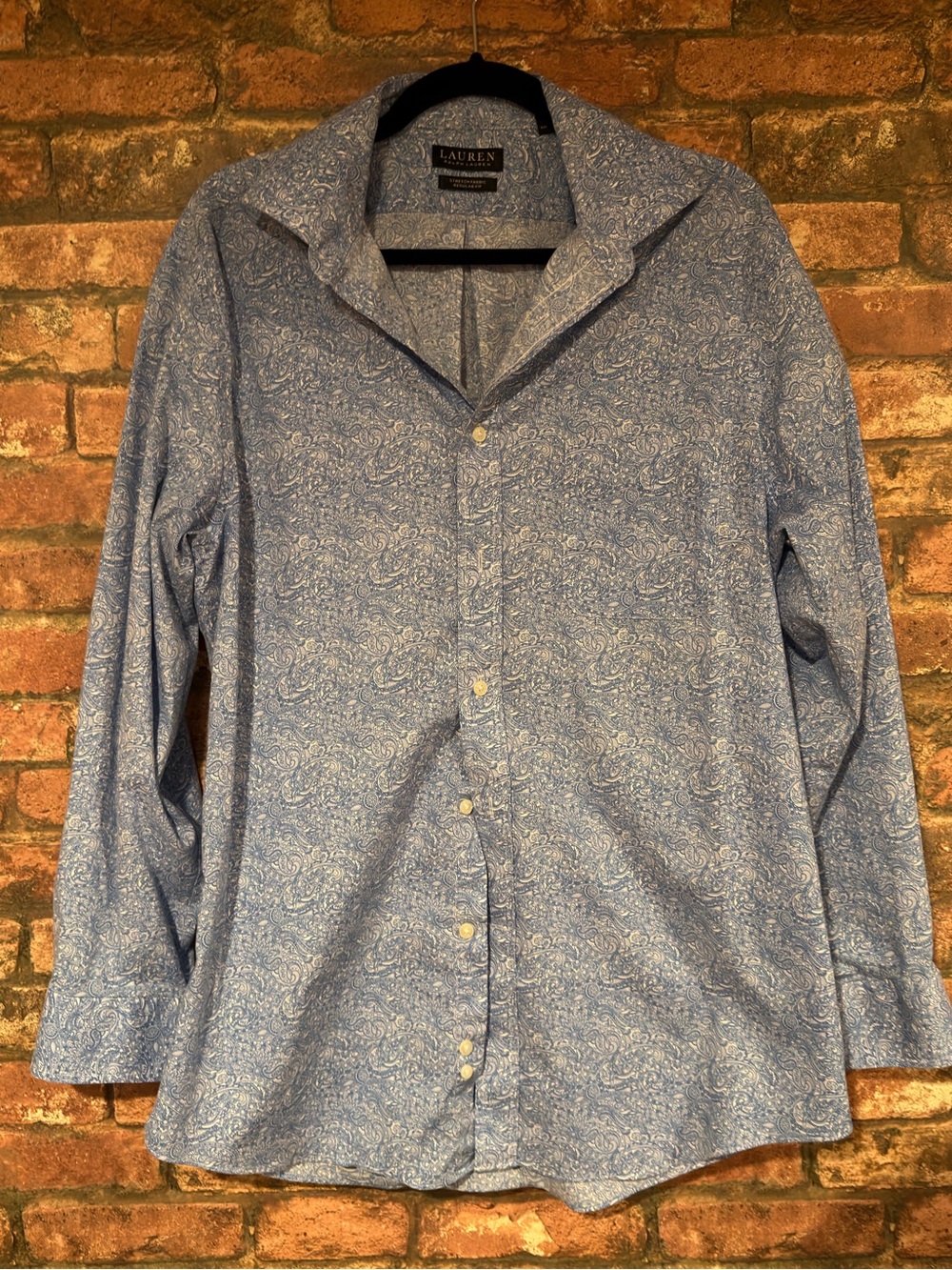Ralph Lauren Light Blue Paisley Button-Down Shirt Large